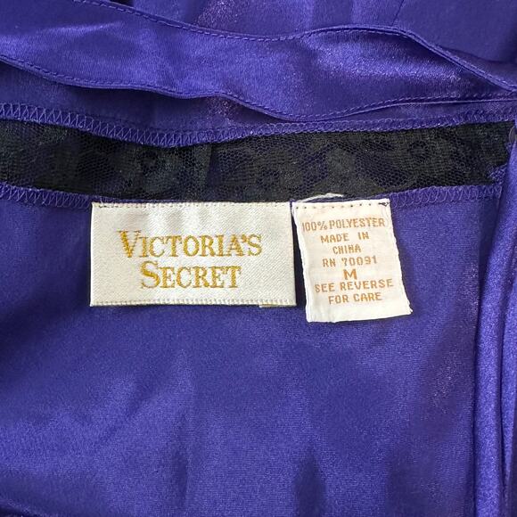 Victoria’s Secret 90’s Vintage Gold Label Satin Slip Dress Teddy Lace Nightgown - Picture 8 of 8